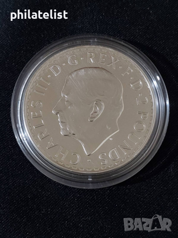 Великобритания 2024 - 2 паунда - "Британия" - 1 OZ – Сребърна монета, снимка 2 - Нумизматика и бонистика - 44752173