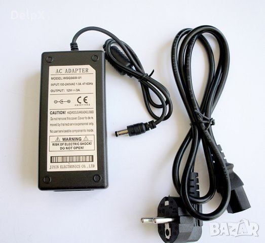 Мрежов адаптер стабилизиран с букса 5,5х2,5/2,1 12V 3A 36W, снимка 1