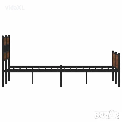 vidaXL Метална рамка за легло, без матрак, кафяв дъб, 160x200 см, снимка 5 - Спални и легла - 56147039