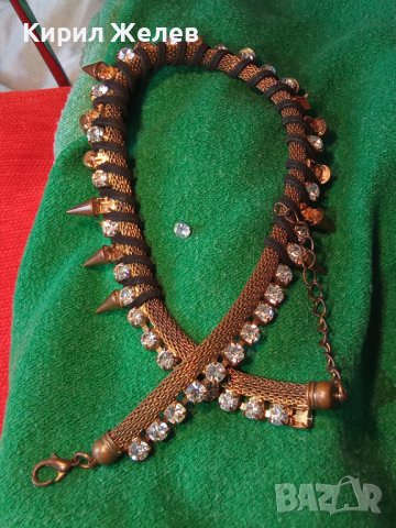 ИСКРЯЩО ПОЗЛАТЕНО КРИСТАЛНО РОКАДЖИЙСКО АРТ ХЕВИ-МЕТЪЛ КОЛИЕ ОГЪРЛИЦА 27022, снимка 10 - Колиета, медальони, синджири - 35132629