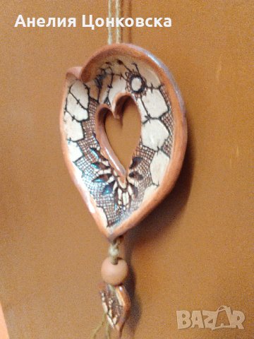 Украса "Сърце"от керамика, снимка 3 - Декорация за дома - 35984657