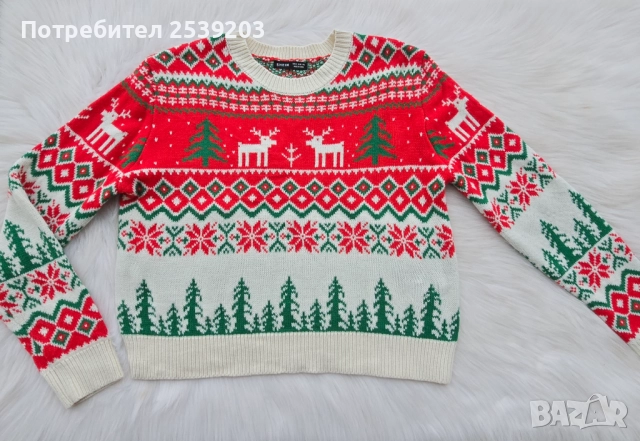 Дамски Коледен пуловер размер М-Л , снимка 6 - Блузи с дълъг ръкав и пуловери - 52339521