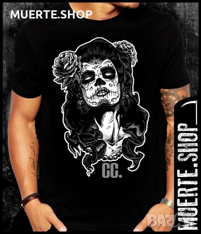 Черна тениска с щампа CATHRINA CALAVERA