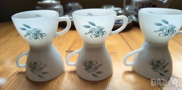 Винтидж чашки за кафе  Rigopal - Primavera, опалово стъкло, снимка 4 - Чаши - 53840010