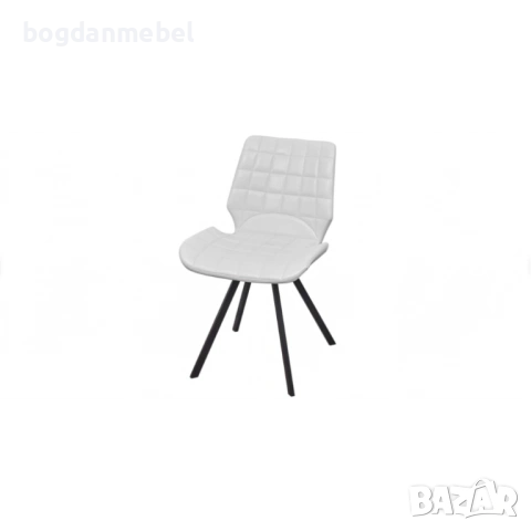 Трапезни столове, 4 бр, бели, изкуствена кожа