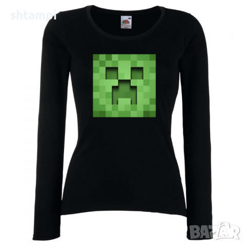 Дамска тениска Creeper Face 3 майнкрафт Minecraft,Игра,Забавление,подарък,Изненада,Рожден Ден., снимка 2 - Тениски - 36520640