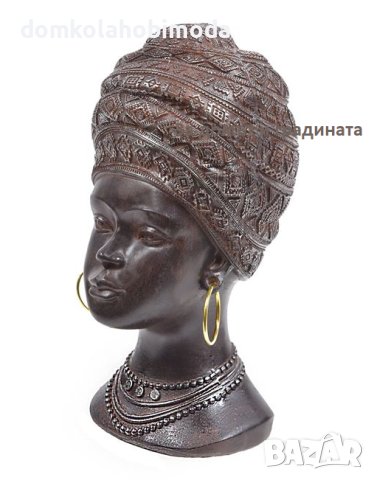 Настолен керамичен бюст на африканска жена, 8,5x9x17,5 см, снимка 2 - Декорация за дома - 42057383