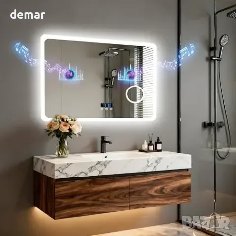 LUVODI LED огледало 80x60 см със светлина, Bluetooth и анти-мъгла, снимка 2 - Огледала - 55933519