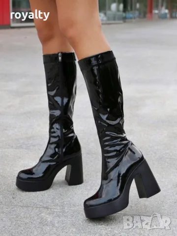 Ботуши на ток - черен лак