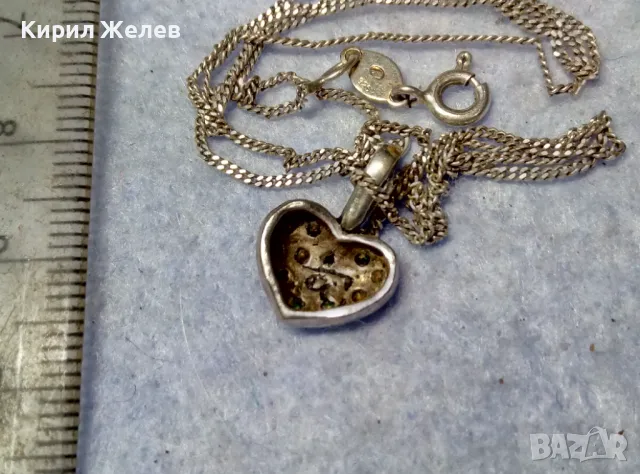 ФИНО МАРКОВО СРЕБЪРНО КОЛИЕ СРЕБРО 925 с ЕМАЙЛИРАНА СРЕБЪРНА ВИСУЛКА СЪРЧИЦЕ със СИНИ ЦИРКОНИ 38802, снимка 9 - Колиета, медальони, синджири - 49704287