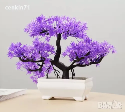 Изкуствено лилаво дърво Бонсай, снимка 1