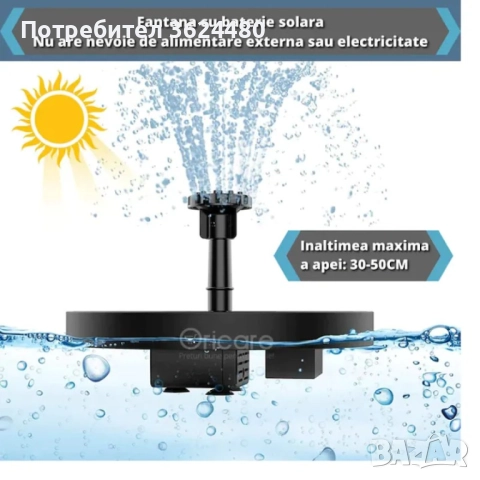 Соларен светещ фонтан за градина 4480, снимка 4 - Декорация за дома - 52472280