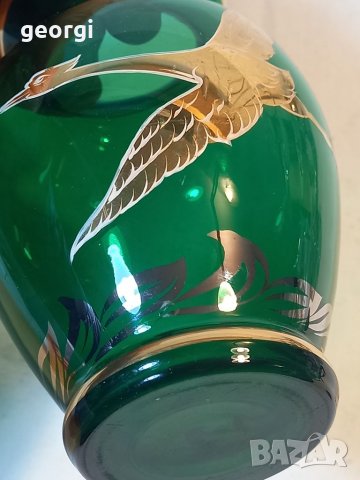 Стъклена ваза с позлата , снимка 3 - Вази - 38860134