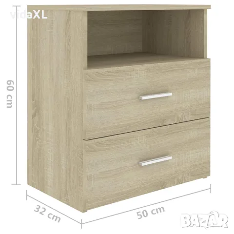 vidaXL Нощни шкафчета, 2 бр, дъб сонома, 50x32x60 см, снимка 10 - Шкафове - 56147765