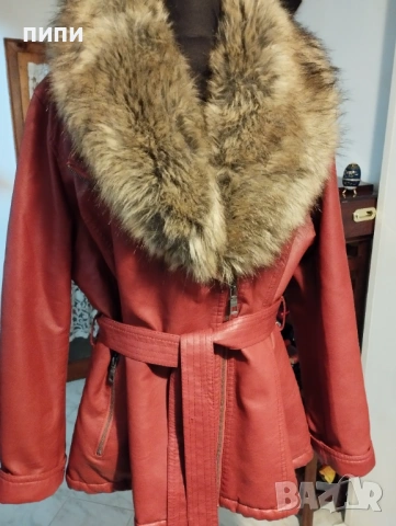 ДАМСКО САКО  еко кожа, подвижна яка с косъм