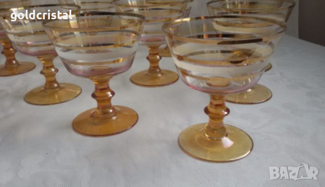 Ретро стъклени чаши цветно чешко стъкло , снимка 6 - Антикварни и старинни предмети - 18918873