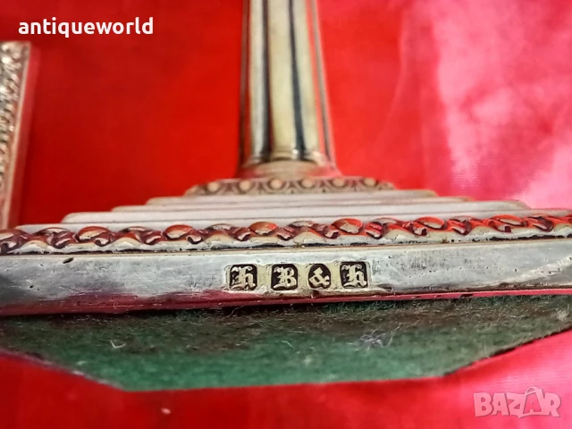 Стари Английски Дебело Посребрени СВЕЩНИЦИ. Маркирани!, снимка 5 - Антикварни и старинни предмети - 51125197