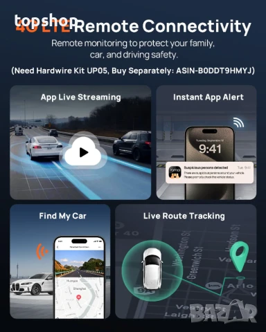 Нова 4K Omni X800, 70mai Двойна видеорегистраторна камера отпред и отзад 4K със Sony IMX678..., снимка 8 - Аксесоари и консумативи - 51045544