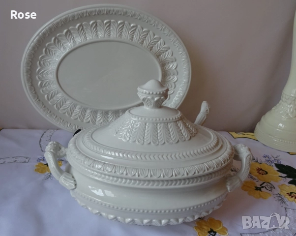 Супник бяла глазирана керамика, ръчно изработен , внос от  Италия.  , снимка 2 - Аксесоари за кухня - 52693813