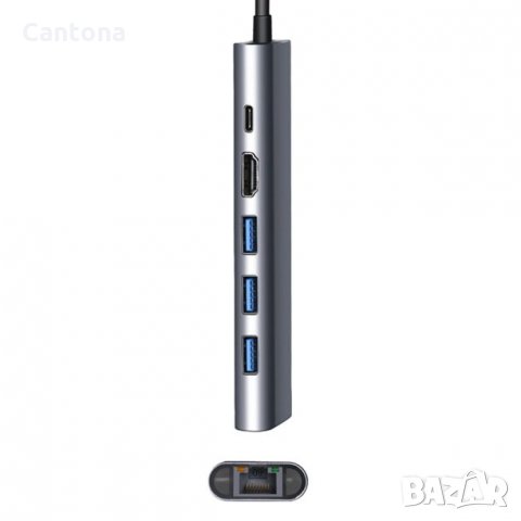 USB Type-C Hub 6 в 1, 3xUSB 3.0, HDMI, 1000 Mbit LAN, Type C, PD - 65 W, снимка 3 - Други - 34230687