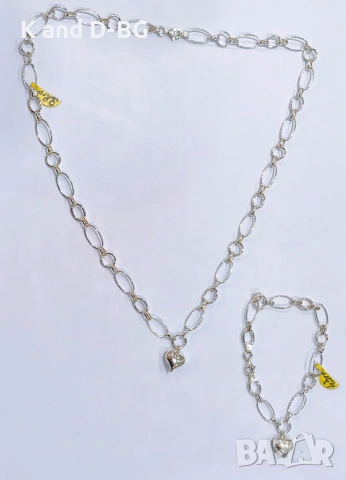 Сребърен комплект! Колие и гривна проба 925 , снимка 6 - Колиета, медальони, синджири - 53522368