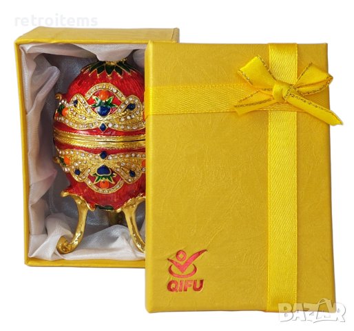 Фаберже стил, яйце-кутийка за бижута, инкрустирана с кристали., снимка 7 - Декорация за дома - 38270756