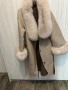 Ново палто алпака с естествена яка в цвят бежаво, снимка 1 - Палта, манта - 44700556