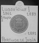 Монета Португалска Индия 1/2 Рупия 1881 г. Крал Луиш I, снимка 1