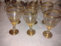 Антикварен сервиз за ракия  гравирани чаши богато позлатени с широк златен кант , снимка 3