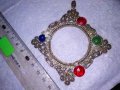 СТАРИННО СРЕБЪРНО УКРАШЕНИЕ ФИЛИГРАННО СРЕБРО ВИСОКА ПРОБА със ЗАЛЕПЕНИ по НЕГО СТАРИ КАМЪНИ 29137, снимка 15