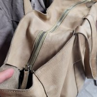 Естествена кожа ОГРОМНА чанта,тип торба,бежева, снимка 6 - Чанти - 41687693