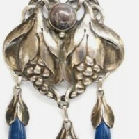 EVALD NIELSEN   antique 925 Strl Silver Necklace, 35.5g, снимка 1 - Антикварни и старинни предмети - 35816639