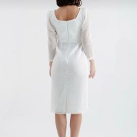 Бяла официална рокля - миди, снимка 4 - Рокли - 44438828