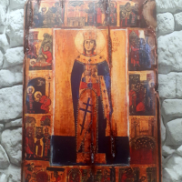 репродукция на Икона на Света Екатерина в житие 30/20 см, снимка 1 - Икони - 43436389