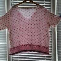 Бледорозова лятна блуза на фигури, снимка 2 - Тениски - 41923317