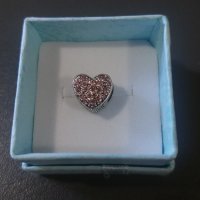Елемент Пандора сърце с кристали pink/нов, снимка 1 - Колиета, медальони, синджири - 39153123