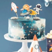 7 бр сет топери космос земно кълбо космонавт ракета за мъфини кексчета торта декор украса топер, снимка 2 - Други - 40291814