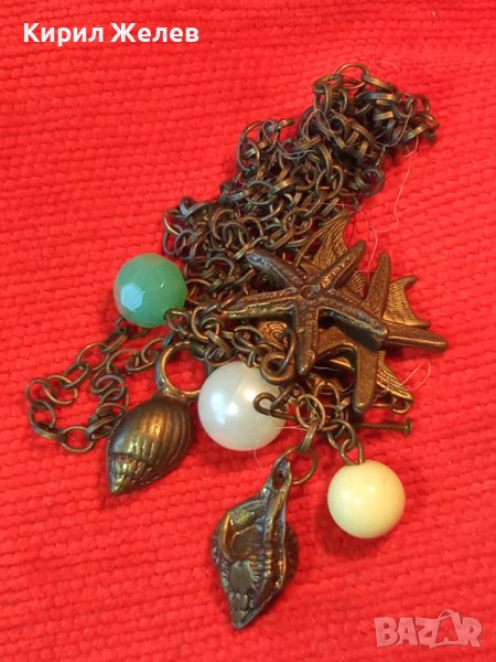 МЕСИНГОВА МОДНА ОГЪРЛИЦА с ФИГУРАЛНИ АРТ ВИСУЛКИ и ФАСЕТИРАН МИНЕРАЛ 25175, снимка 1