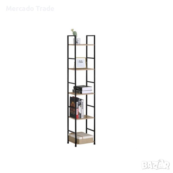 Рафт за библиотека Mercado Trade, Дървена с метална рамка, 5 рафта, снимка 1