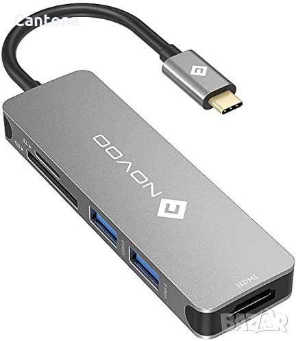 NOVOO  USB C Hub 5в 1 USB-C към 4K HDMI, 2USB 3.0, SD/TF четец на карти, снимка 1
