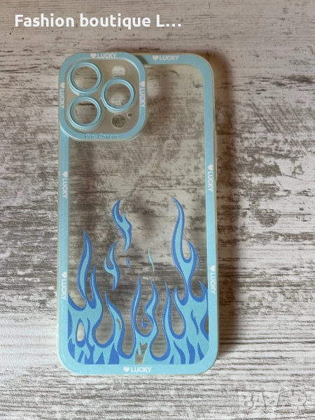 Кейс / калъф за айфон 13 про прозрачен силикон със сини пламъци 🩵🩵🩵, снимка 1