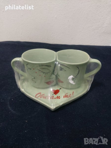 Комплект - Чинийка с 2 чаши , Порцелан, снимка 1