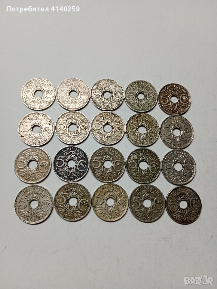 ФРАНЦИЯ МОНЕТИ ЛОТ 5 САНТИМА 1921-1922 Г , снимка 1