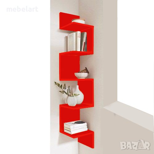 Ъглова етажерка - Червен гланц, снимка 1