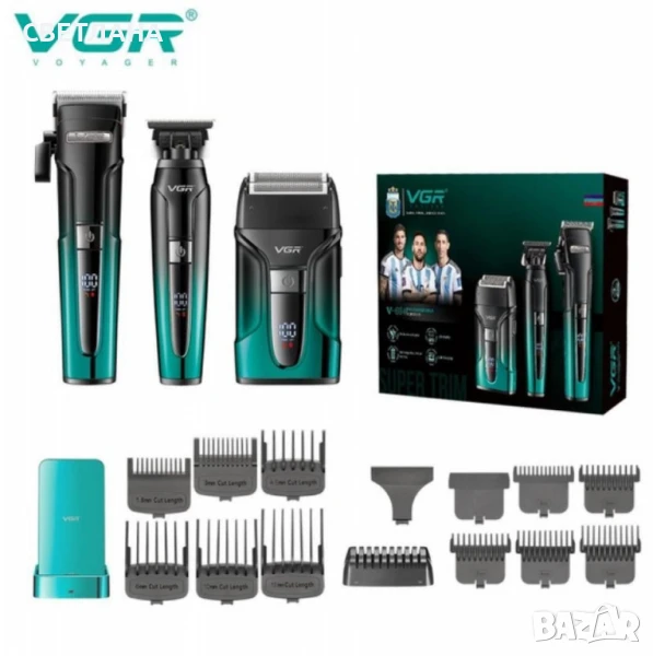 Професионален комплект 3 в 1 VGR V-694 Машинка за подстригване, тример и електрическа самобръсначка, снимка 1