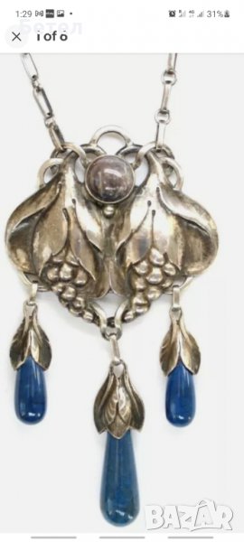 EVALD NIELSEN   antique 925 Strl Silver Necklace, 35.5g, снимка 1