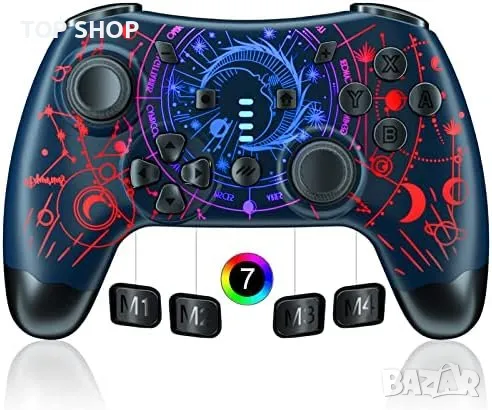 Нов Безжичен Про Контролер джойстик за PC, телефон iPhone, Android, Switch с LED и Турбо, снимка 1