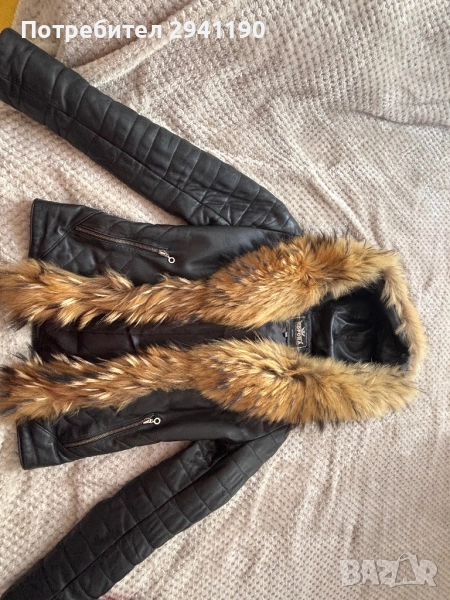 Кожено яке с лисичи косъм , снимка 1