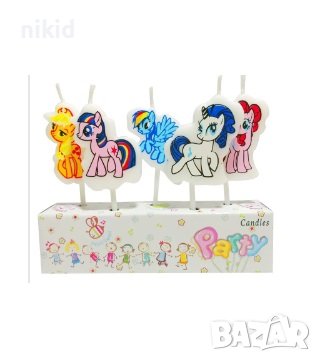 5 бр свещи свещ с Малкото Пони My Little Pony за торта Рожден ден детско парти топери топер, снимка 1