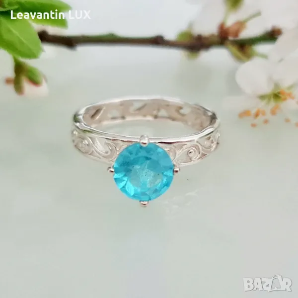 5756
Сребърен пръстен със син Топаз, снимка 1